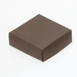 Cube/Truffle Box Folding Lid; Ribbed Brown 